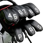 [Big Teeth] Golf Hybrid Iron Head Cover 9Pcs Hybrid Head Covers Set Long Hybrid Iron Covers, Golf Club Covers W/Big NO. for Cleveland Launcher, Cobra T Rail Hybrid Irons