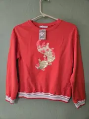 NWT Gingersnaps Kids Coral Sequin Sweatshirt Size 14