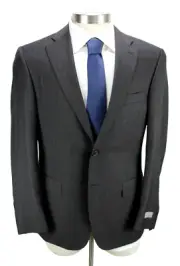 CANALI 1934 Suit 38 R (48 EU) Men's Dark Brown Green Stripe Wool Modern Fit NWT