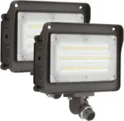 (2 Pack) 50W LED Flood Light, Dusk-To-Dawn Photocell, 180° Adjustable Arm, Repla