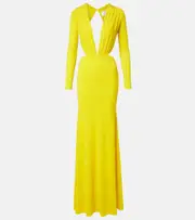 [Alex Perry] Alex Perry Ruched open-back crêpe jersey gown AU 10 yellow