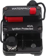 iplusmile 40 Amp Circuit Breaker Manual Reset Inline Fuse Inverter Waterproof 12V- 48V DC Fuse Holder for Motor Car Marine Trolling Boat Manual Power