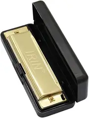 10 Holes 20 Tone Diatonic Blues Harmonica Key of C with Case for Beginner ren Golden Gold