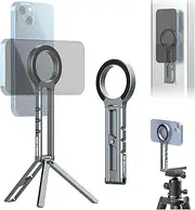 Magnetic Phone Tripod Stand Compatible with iPhone 16 15 14 13 12 Magsafe - Aluminium Smartphone Mini Tripod Pocket Cell Phone Stand Dual-Sided Magnet Quick Mount
