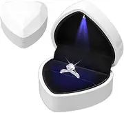 Cncedi Ring Box with LED Light, Jewellery Gift Box Creative Diamond Heart Shaped Wedding Ring Case Luxury Proposal Engagement For Earring Ring Necklace Brooch Cufflink (White)
