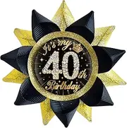 SKJIAYEE It's My 40th Birthday Buttons Pins Handmade(3.8*3.8inch), Black Gold Funny Grosgrain Ribbon Tinplate Badge for Women or Men 40th Birthday Party Decorations Supplies Ideas Gifts Jokes Favors,