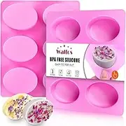 Walfos Soap Molds,Oval Silicone Soap Mold with Polished Surface Easy to Release, Dishwasher Safe, Great for Homemade Craft Soap,Cake,Chocolate & Ice Cube Tray.(2pcs Oval)