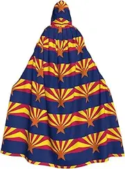 Arizona State Flag Print Hooded Grace Cloak For Women Men Halloween Cosplay Carnival Parties Themed Events, Black
