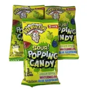 3 x 0.74 oz Warheads Sour Popping Candy Green Apple Watermelon & Blue Raspberry