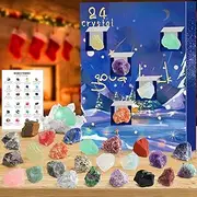 [RAMXCION] Crystal Advent Calendar 2023 for Kids, 24 Days Natural Crystals Minerals Fossils Advent Calendar Gemstone Christmas Countdown Calendar Enthusiasts Rock Collection Girls Boys Xmas