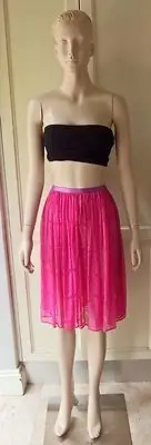 American Apparel Lace Mid-Length Gathered Skirt, Freesia Pink Casual Beach