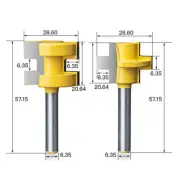 2pc Mini Tongue and Groove Router Bit Set - 1/4" Shank