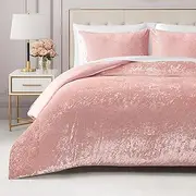 Juicy Couture Crushed Velvet Queen Comforter and Sham Set, 3-Piece Queen Bedding Set - (1) 90"x90" Comforter and (2) 20"x26" Sham - Pink