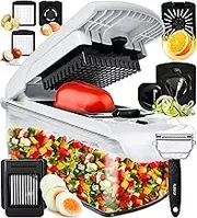 Fullstar Vegetable Chopper - Spiralizer Vegetable Slicer - Onion Chopper with Container - Pro Food Chopper - Slicer Dicer Cutter - (9 in 1, White)