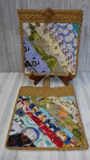 2 Quilted Patchwork Pot Holders Hot Pads Cotton Fabric USA Handmade Reversible