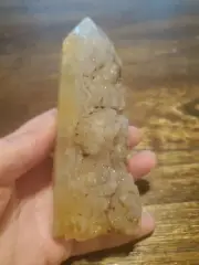 Agate Geode Druzy Tower Point Obelisk 5inx1.75in, 290g
