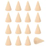 Wood Cone Ring Holder, 16 Pcs Finger Jewelry Display Stand, Wood Color (31x20mm)
