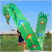 Dragon Dance Silk Dragon Silk-Like Flowy Spinning & Shaking Poi Outdoor Fitness Flinging The Dragon Spiral Practice Ribbon Ribbon Streamer (Color : Green, Size : 10m/33ft)