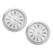 2Pcs Quartz Roman Clock Insert 2-1/8 Inch 55mm Fit 45mm/1.77 Inch Silver Tone