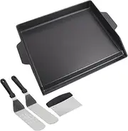 23" x 16" Cast Iron Griddle for Gas Grill, Universal Nonstick Outdoor BBQ Flat Top for Gas Stove Top 4 Burner Range Oven, Cooking Griddle Plate for Camping, Tailgating, Parties