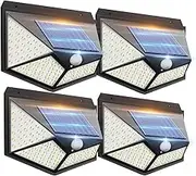 Solar Light Outdoor Motion Sensor,400LED Motion Sensor Deck Solar Lights Adjustable Panels. Wired Security Solar Powered Flood Lights for Indoor, Outside, Yard, Garden(4-Pack)