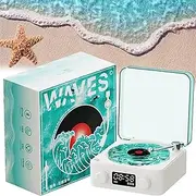 The Waves Vinyl Player, 2024 New Bluetooth Vinyl Record Player Waves, Waves Vintage Vinyl Record Player Bluetooth Speaker, Wireless Portable The Waves Vinyl (Blue)
