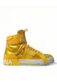 Dolce & Gabbana Yellow White Leather High Top Sneakers Shoes