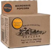 Amish Country Popcorn | Old Fashioned Microwave Popcorn | Non-GMO, Gluten Free, Microwaveable and Kosher (Ladyfinger Butter - 5 Bags)