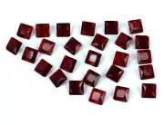 25 Pcs Princess Cut Burma Ruby Lot 100% Natural Enhanced 6.70 Ct Certified