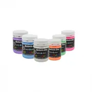 250ml UV Glow Neon Metallic Pearlescent Fabric Paint - Set of 6