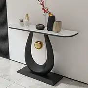HOLGVE Console Table for Entryway, Sofa Table, Metal Frame Behind Couch Table, Narrow Accent Table, Foyer Table for Living Room, Entryway, Hallway(Black-A,47.2inch/120cm)