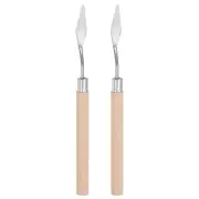 2pcs 10mm No.7 Oil Painting Palette Knives Stainless Steel Spatula Wood Handle
