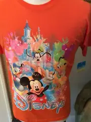 Micky Mouse Shirt Girls XL Daffy Magic Kingdom Sparkles Orange Goofy Pluto S1