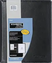 Cambridge Limited NoteTaker Business Portfolio/Notebook, 8-1/2" x 11", Refillable, 50 Ruled Sheets, 5" x 8" Notepad, Business Card Pocket, Zipper Mesh Pocket, Black (06126)