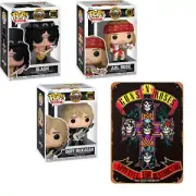 Guns N Roses 90's Slash Axl Duff McKagan Pop! Viny Figure - 3 Set BONUS Poster