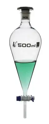 Eisco Labs 500ml Separatory Funnel, Pear shaped - Borosilicate Glass