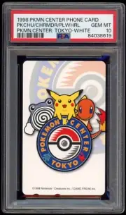 1998 PSA 10 Pokemon Center Japan Phone Card Pikachu Charmander Poliwhirl White