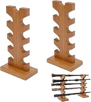 ShinySong Wizard Wand Display Stand, 5 Tiered Wooden Magic Wand Holder for Table Display Collection, Holds 9 Wands, Brown