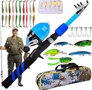 Ziabxhn Fishing Gear for Kids 8-14,Soft Portable Telescopic Kid Fishing Pole Set | Breathable Angling Accessories, Wear-Resistant Fish Equipment for Birthdays, Youth, Teens