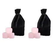 2x 6pc Bartender Rose Quartz Gin Stones Reusable Ice Cubes Set w/ Velvet Pouch
