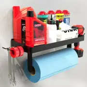 Garage Paper Towel Holder with Shelf - Wall Mount Paper Towel Holder with 4 H...