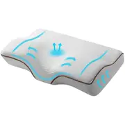Memory Foam Pillow Neck Contour Rebound Support - Blue