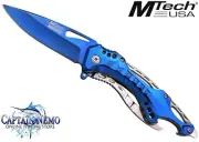 MTECH USA LINERLOCK TACTICAL FOLDING POCKET KNIFE BLUE SWAT MTA705SBL