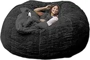 UYSOFRCV Bean Bag Chair Sofa Cover (No Filler) Lazy Lounger Washable Ultra Soft PV Velvet Extra Large Memory Foam Replacement Cover with Zipper,Black,7ft