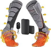 Electric Heated Rechargeable Socks - Battery Powered Remote Control Foot Warmers - 3 Adjustable Heating Settings Design Free Size Electric Washable Warming Socks for Cold Weather Dobooo