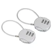 2Pcs Small Combination Lock 3 Digit Luggage Padlock with 4.7 Inch Wire Silver