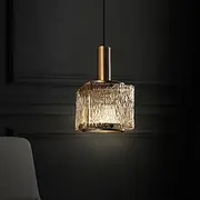 Nordic Striped Glass Lampshade Pendant Lamp Brass Lamp Head Brass Lamp Head Single Head Pendant Lights with Postmodern Style Restaurant Living Room Catwalk Cop