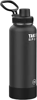 [TAKEYA] Sport 40 oz Triple Wall Insulated Stainless Steel Water Bottle with Ice Blocking Spout Lid, Unmatched Quality, 26+ Hours Cold, Grand Slam Black
