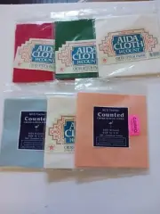 Lot Of 6 Aida Cloth Cross Stitch Fabric 14 And 18 Count