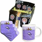 3dRose cgb_216350_1 Funny Shark Fishing for Humans Cartoon-Coffee Gift Basket, Multicolor